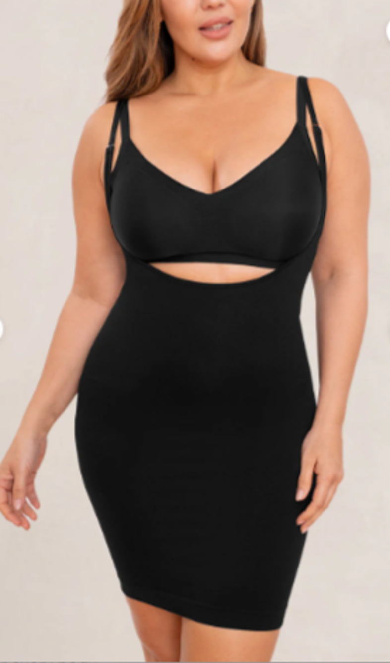Empetua Comfort, All Day Everyday Open Bust Shaper Slip Dress Black Womens M NWT